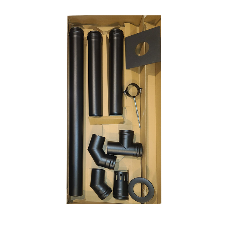 Kit 80 mm Chimenea enlozado pared - Pellet